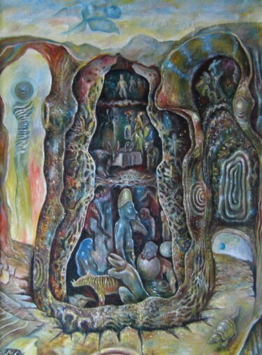 Schilderij getiteld "фрагмент подсознания" door Askar Karimov, Origineel Kunstwerk, Olie