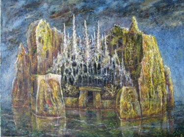 Painting titled "янтарный остров" by Askar Karimov, Original Artwork, Oil