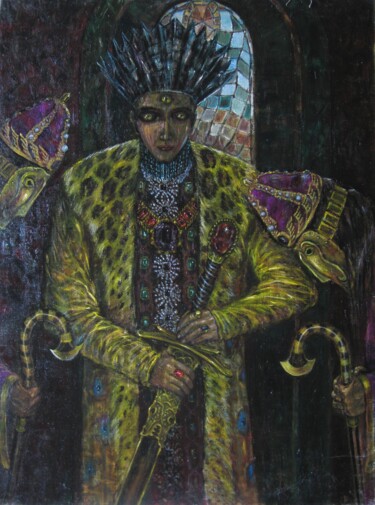 Painting titled "великий дракон" by Askar Karimov, Original Artwork, Oil