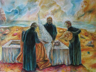 Painting titled "вернувшийся" by Askar Karimov, Original Artwork, Oil