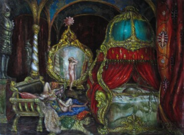 Pintura intitulada "спрут" por Askar Karimov, Obras de arte originais, Óleo