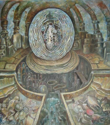 Картина под названием "эксперимент" - Аскар Каримов, Подлинное произведение искусства, Масло