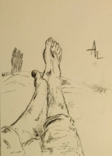 Drawing titled "My feet" by Askew Mind, Original Artwork, Charcoal