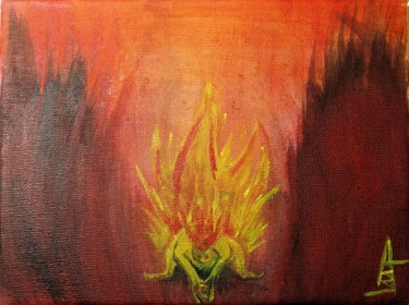 Painting titled "Fire Elemental" by Askew Mind, Original Artwork, Acrylic