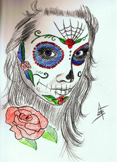 Drawing titled "Catrina" by Askew Mind, Original Artwork, Pencil