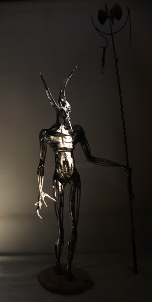 Sculpture titled "BlackShaman-KaraŞam…" by Aslan Selçuk Arık, Original Artwork, Metals
