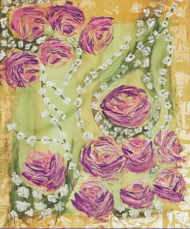 Schilderij getiteld "Vintage Roses" door Aslihan Arslan, Origineel Kunstwerk, Acryl