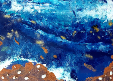 Painting titled "Ocean" by Aslihan Arslan, Original Artwork, Acrylic Mounted on Wood Stretcher frame