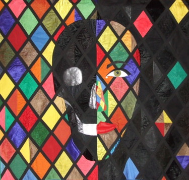 Arte textil titulada "Arlequin" por Jean Pierre Avonts-Saint-Lager, Obra de arte original, Tela