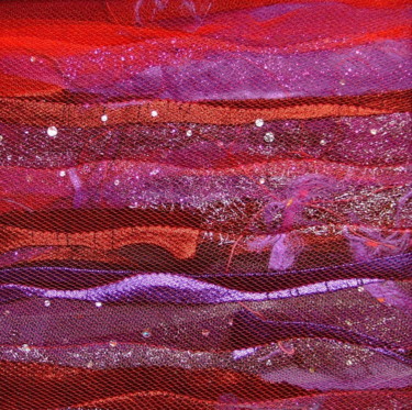 Textile Art titled "Paysage mauve" by Jean Pierre Avonts-Saint-Lager, Original Artwork, Fabric Mounted on Cardboard