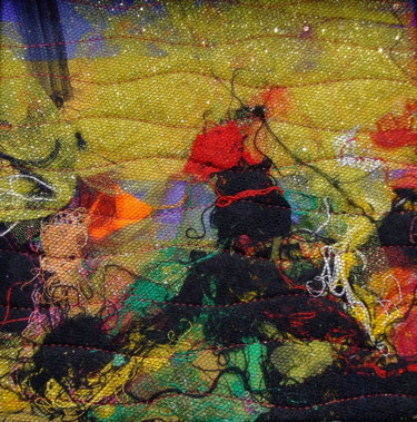 Textile Art titled "Volcan.jpg" by Jean Pierre Avonts-Saint-Lager, Original Artwork, Fabric Mounted on Cardboard