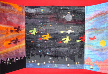 Textielkunst getiteld "La nuit du Sabbath" door Jean Pierre Avonts-Saint-Lager, Origineel Kunstwerk, Textiel