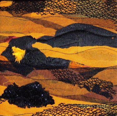 Textile Art titled "Noir Jaune.jpg" by Jean Pierre Avonts-Saint-Lager, Original Artwork, Textiles Mounted on Cardboard