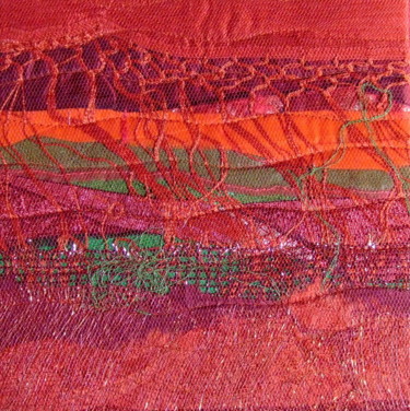Textile Art titled "Rouge vert.jpg" by Jean Pierre Avonts-Saint-Lager, Original Artwork, Fabric Mounted on Cardboard
