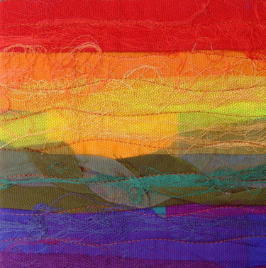 Textielkunst getiteld "Arc-en-ciel.jpg" door Jean Pierre Avonts-Saint-Lager, Origineel Kunstwerk, Stof Gemonteerd op Karton