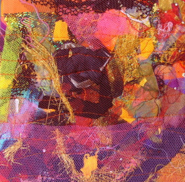 Textile Art titled "Rose.jpg" by Jean Pierre Avonts-Saint-Lager, Original Artwork, Fabric Mounted on Cardboard
