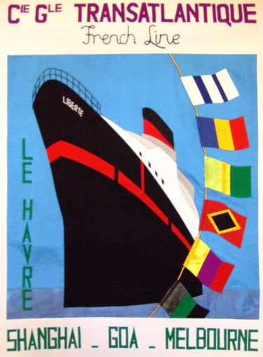 Arte textil titulada "L'invitation au voy…" por Jean Pierre Avonts-Saint-Lager, Obra de arte original, Tela