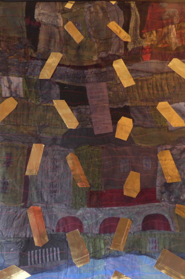 Textile Art titled "L'or et la misère" by Jean Pierre Avonts-Saint-Lager, Original Artwork, Fabric