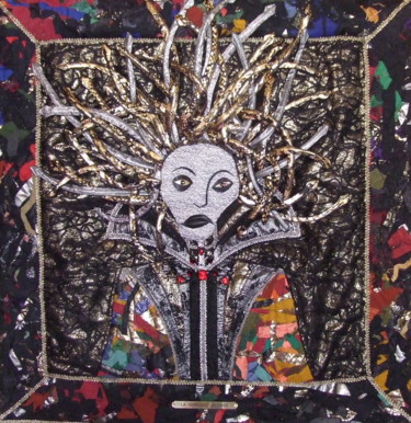 La gorgone Méduse Art textile intitulée "La gorgone Méduse" par Jean Pierre Avonts-Saint-Lager, Œuvre d'art originale, Tissu