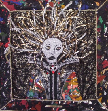 Textile Art titled "La gorgone Méduse" by Jean Pierre Avonts-Saint-Lager, Original Artwork, Fabric