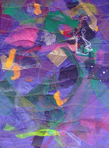 Textile Art titled "Violet 2" by Jean Pierre Avonts-Saint-Lager, Original Artwork, Patchwork Mounted on Cardboard