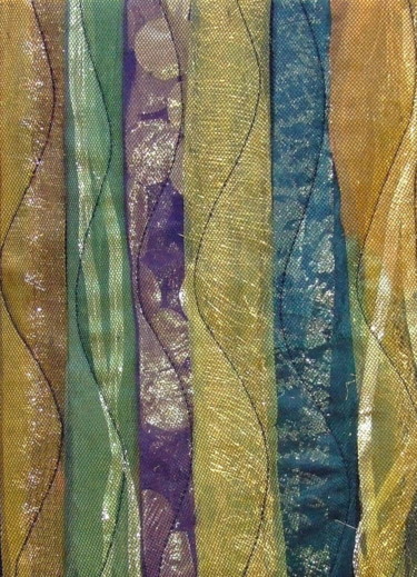 纺织艺术 标题为“Rayures 1” 由Jean Pierre Avonts-Saint-Lager, 原创艺术品, 布 安装在纸板上