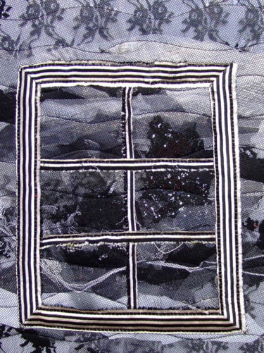 Textile Art με τίτλο "Fenêtre 1" από Jean Pierre Avonts-Saint-Lager, Αυθεντικά έργα τέχνης, Κουρελού Τοποθετήθηκε στο Χαρτόνι