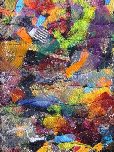 Textile Art titled "Mélange 1" by Jean Pierre Avonts-Saint-Lager, Original Artwork, Fabric Mounted on Cardboard