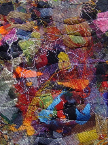 Textile Art titled "Chaos 4" by Jean Pierre Avonts-Saint-Lager, Original Artwork, Patchwork Mounted on Cardboard