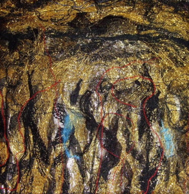 Textilkunst mit dem Titel "Ombres dansant 2" von Jean Pierre Avonts-Saint-Lager, Original-Kunstwerk, Stoff