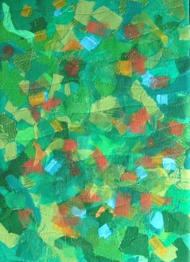 Textile Art titled "Printemps" by Jean Pierre Avonts-Saint-Lager, Original Artwork, Fabric Mounted on Cardboard