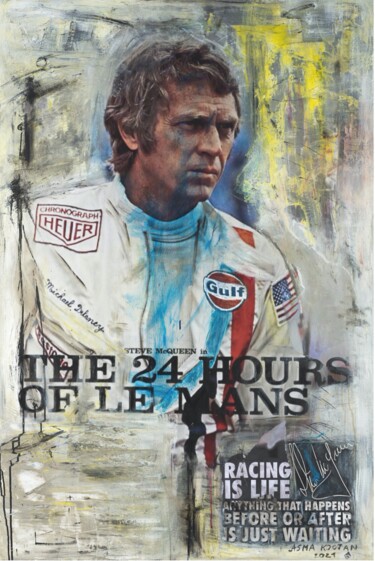 Schilderij getiteld "Steve McQueen - Rac…" door Asma Kocjan, Origineel Kunstwerk, Collages