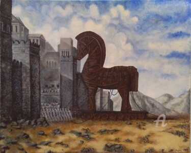 Pintura intitulada "Trojan Horse" por Asma ., Obras de arte originais, Acrílico