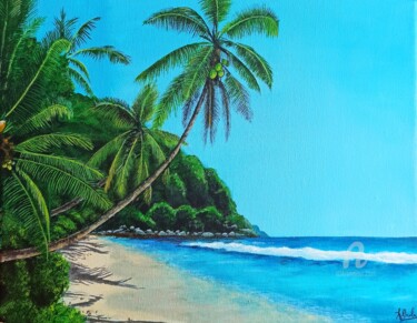 Painting titled "Palm Island" by Asma ., Original Artwork, Acrylic