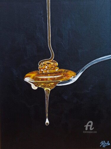 Painting titled "Honey Drip" by Asma ., Original Artwork, Acrylic