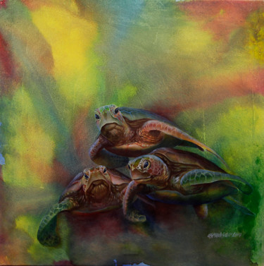 Peinture intitulée "Colourful Sea" par Asmadi Sair, Œuvre d'art originale, Acrylique