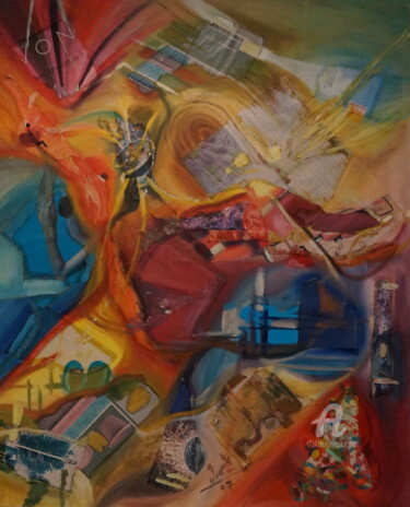 Peinture intitulée "quête de joie" par Asma Nouira, Œuvre d'art originale, Huile