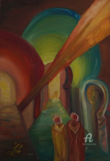 Painting titled "amitié" by Asma Nouira, Original Artwork, Oil