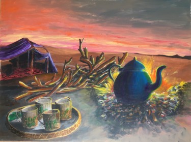 Peinture intitulée "CAMPEMENT DESERT" par Aszoom, Œuvre d'art originale, Acrylique Monté sur Châssis en bois