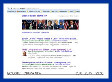 Google "Obama New" on 01/20/2015 10:33 PM Photographie intitulée "Google "Obama New"…" par Alfred Georg Sonsalla, Œuvre d'art originale, Photographie numérique