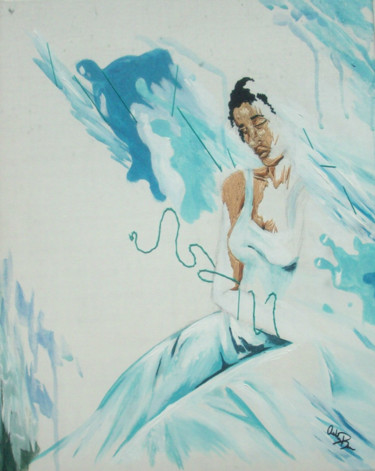 Painting titled "Blue Woman" by Ashley Spencer, Original Artwork, Oil