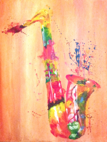 Peinture intitulée "Saxophone" par Ashley Spencer, Œuvre d'art originale, Huile
