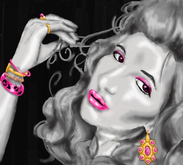 Digital Arts titled "Dash of Pink" by Ashley Spencer, Original Artwork, Digital Painting