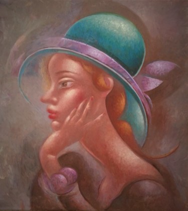 Schilderij getiteld "Portrait d' Ange" door Tsvetomir Assenov, Origineel Kunstwerk, Anders
