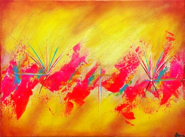 Painting titled "Fireworks" by Assia Bens, Original Artwork, Acrylic