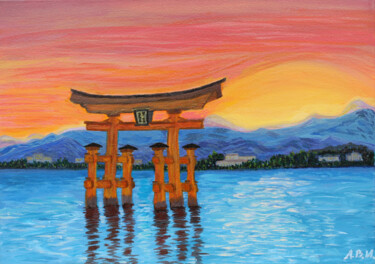 绘画 标题为“The torii of Itsuku…” 由Asya Ignatova, 原创艺术品, 丙烯