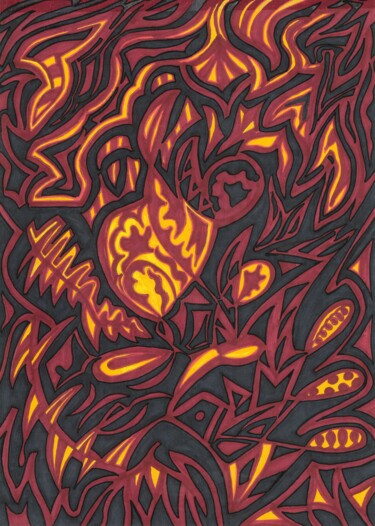 Drawing titled "Fire" by Asya Ignatova, Original Artwork, Marker