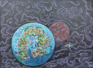 Painting titled "Somewhere in space" by Asya Ignatova, Original Artwork, Oil