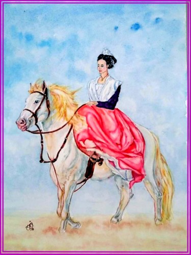 Peinture intitulée "arlesienn-cheval.jpg" par Association Acfma, Œuvre d'art originale