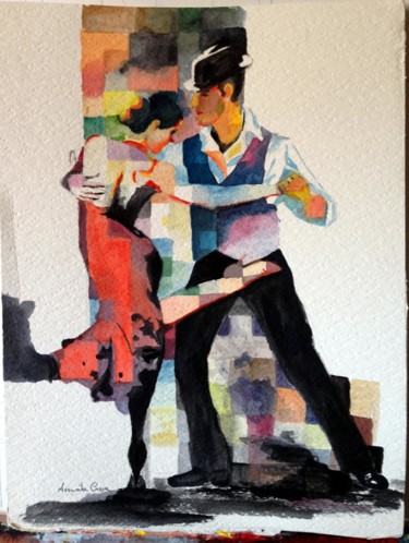 Pittura intitolato "Studio tango 3" da Assunta Cassa, Opera d'arte originale, Acquarello